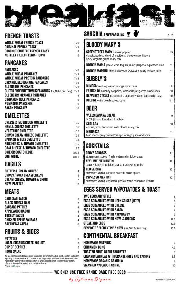 Breakfast Menu Green Street Cafe