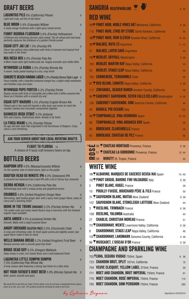 Drinks Menu GreenStreet Cafe